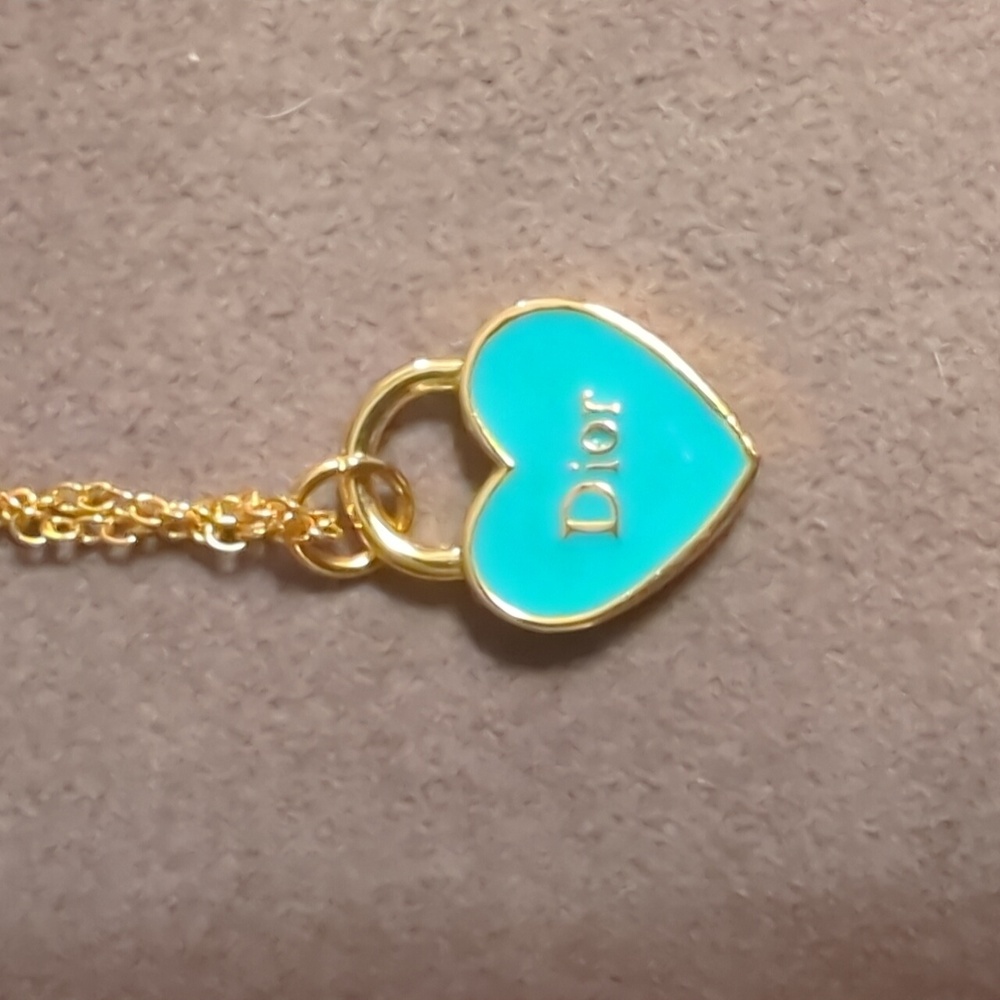 Dior Gold And Tiffany Blue Charm On Gold Chain- Repurposed - Picture 3 of 5